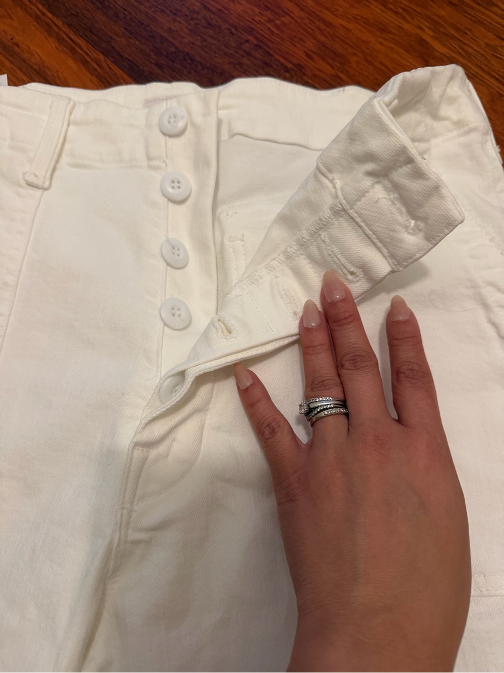 MOTHER Women's Ankle/Cropped High-Rise Button Fly Jeans in Off-White size 28 - Picture 4 of 9